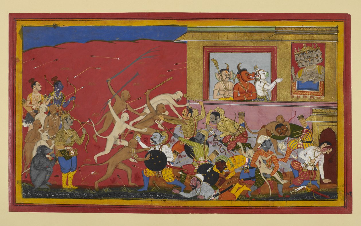 Kumbha und Nikumbha kämpfen gegen Affen; Dämonen berichten Ravana von Indian School
