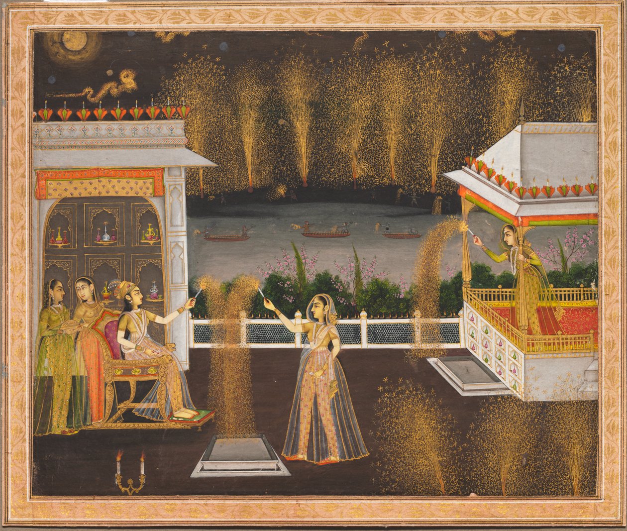 Damen feiern Diwali, ca. 1760 von Indian School