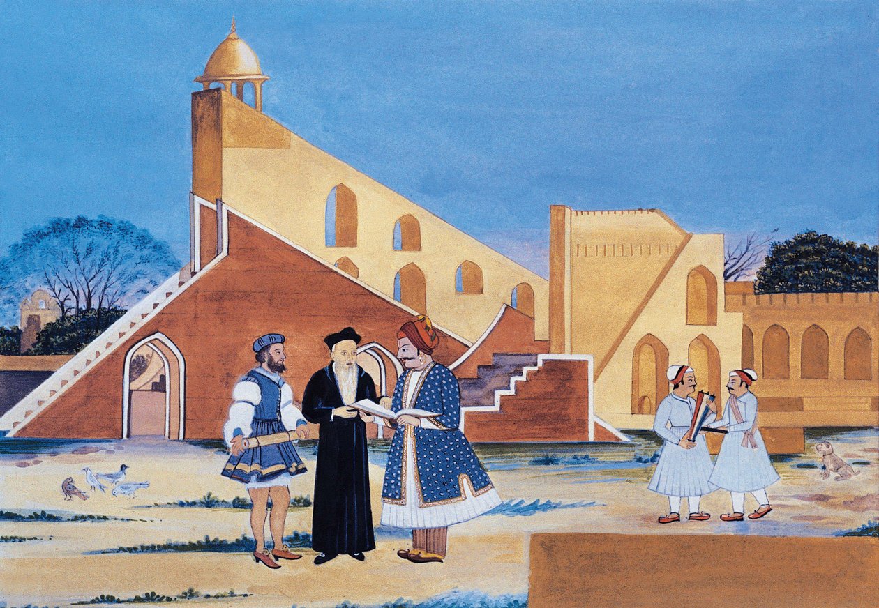 Maharaja Sawai Jai Singh II, Jantar Mantar, Jaipur, Rajasthan, Indien von Indian School