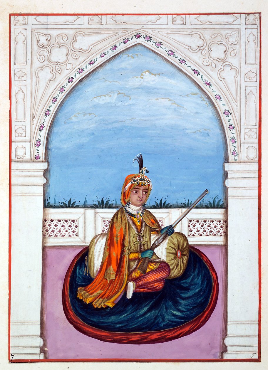 Maharajah Dulip Singh, aus Das Königreich Punjab, seine Herrscher und Häuptlinge, Band I, ein Band mit 27 Aquarellstudien eines unbekannten indischen Künstlers, ca. 1840 von Indian School
