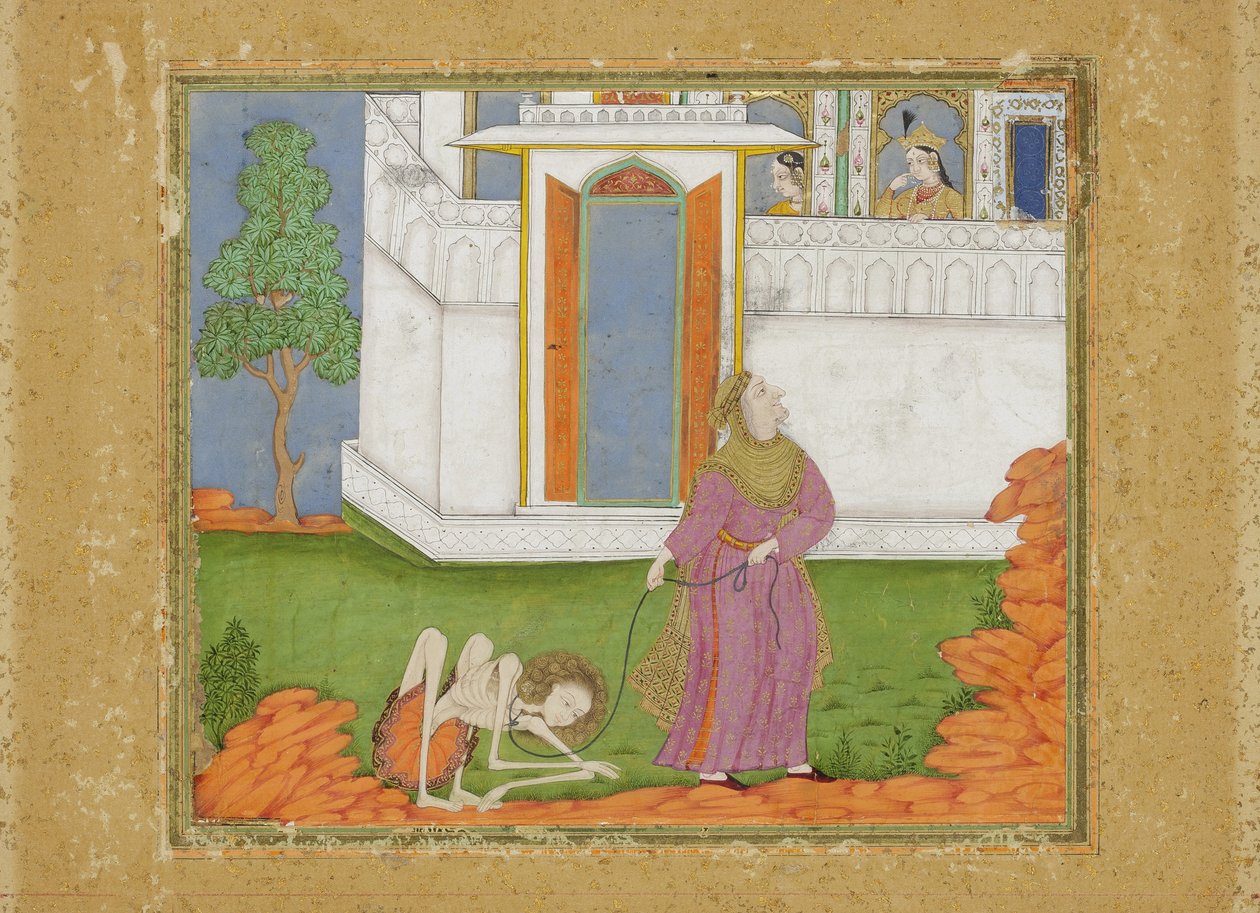 Majnun ist auf einen erbärmlichen Zustand reduziert, ca. 1700 von Indian School