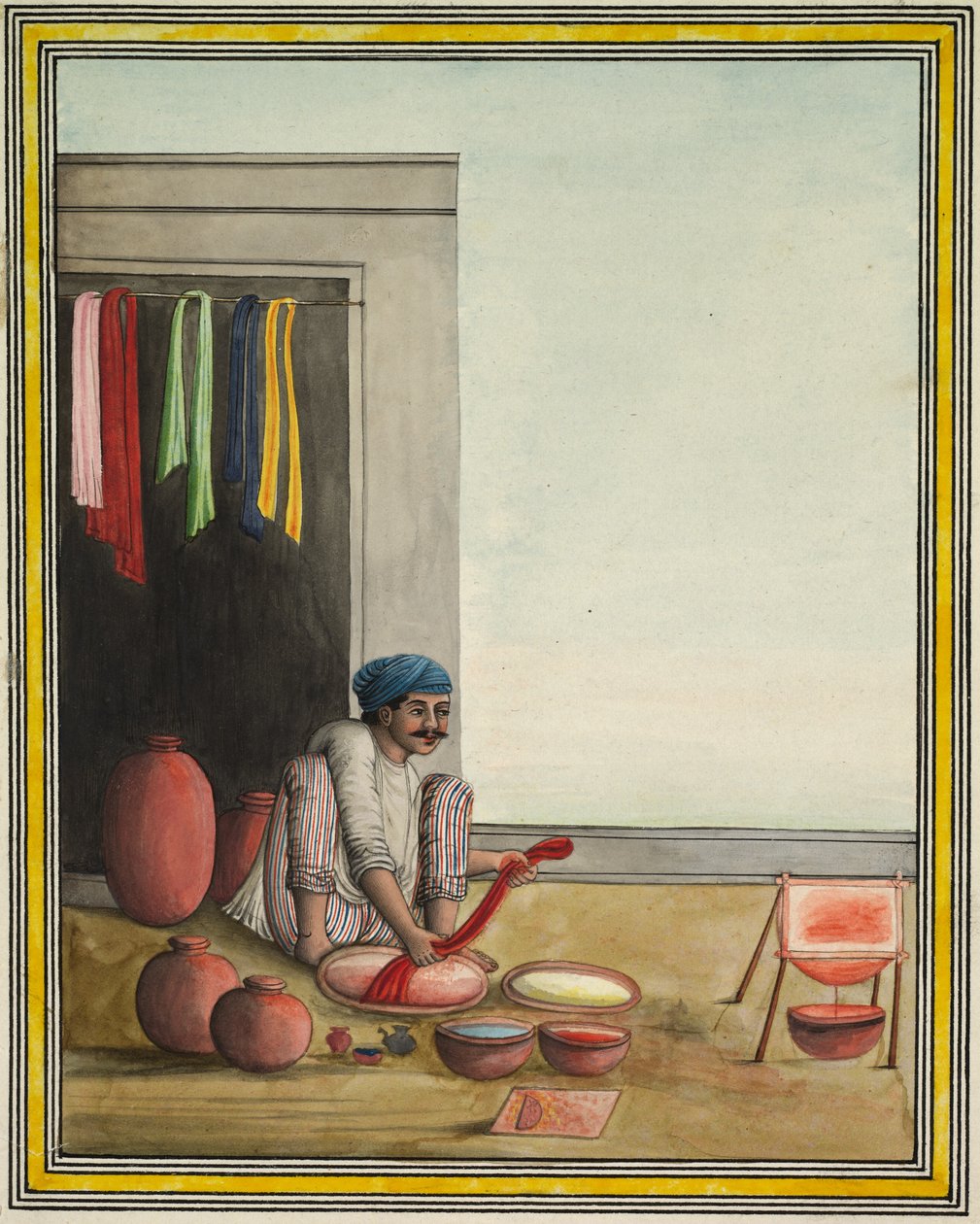 Mann färbt Stoff, frühe 1830er Jahre von Indian School