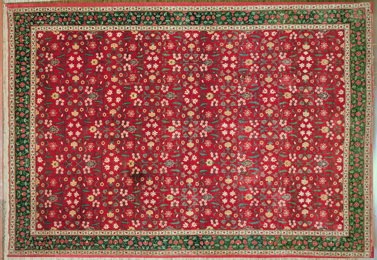 Mughal-Teppich mit Blüten- und Gittermuster, Nordindien von Indian School