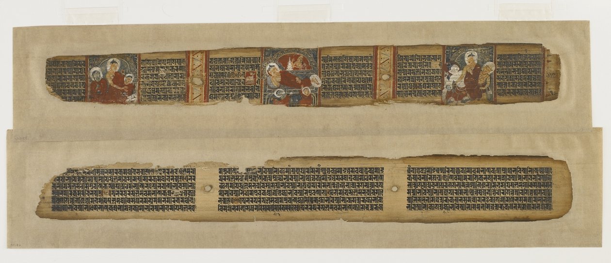Parinirvana des Buddha, aus einem Prajnaparamita-Manuskript, Bengalen oder Bihar, Pala-Sena-Dynastie von Indian School