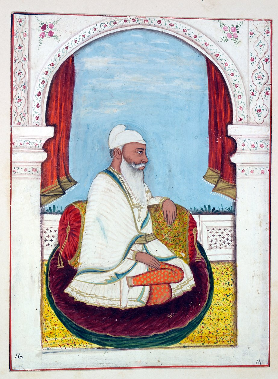 Rajah Lal Singh, aus Das Königreich Punjab, seine Herrscher und Häuptlinge, Band I, ein Band mit 27 Aquarellstudien eines unbekannten indischen Künstlers, ca. 1840 von Indian School