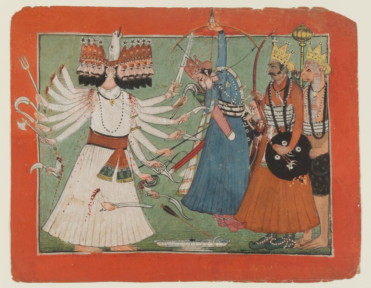 Ravana fordert Ramas Armee heraus, ca. 1750 von Indian School