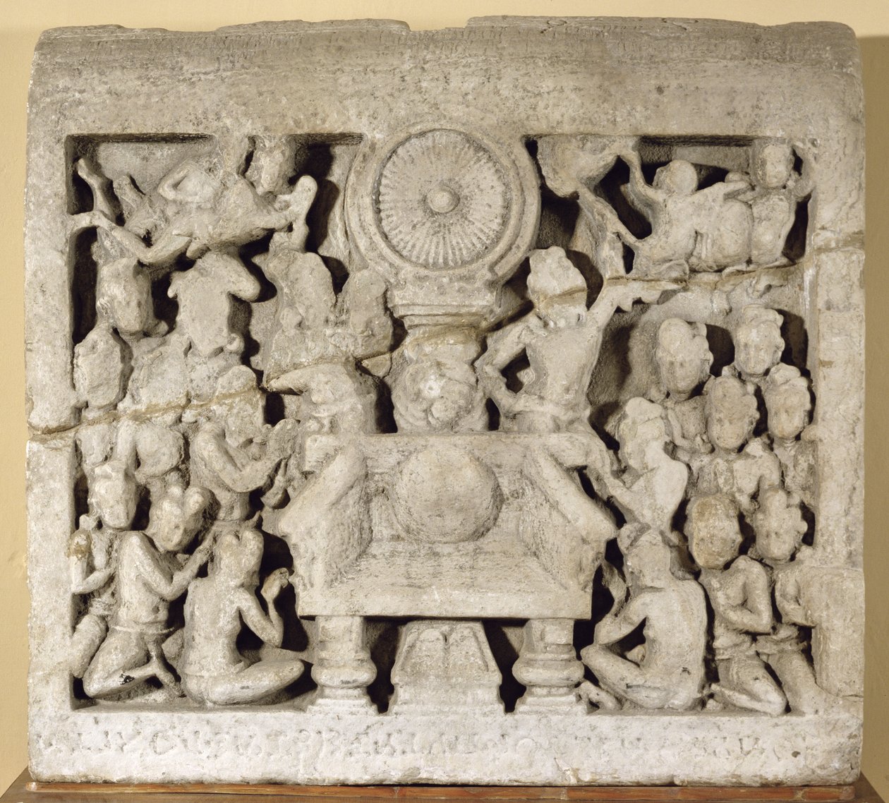Die Verehrung der buddhistischen Symbole, Amaravati von Indian School