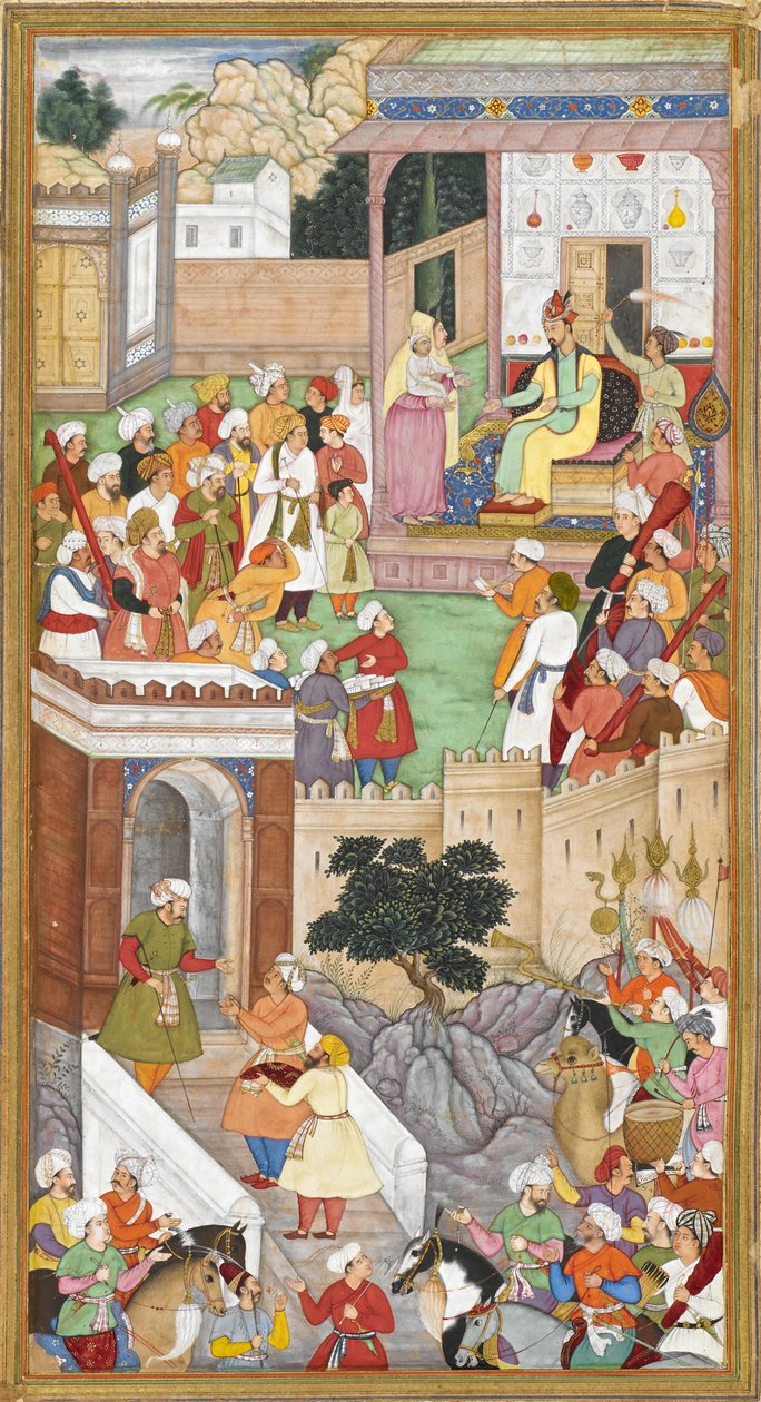 Der junge Akbar wird Humayun (Mogulkaiser von Indien) in Kabul vorgestellt von Indian School