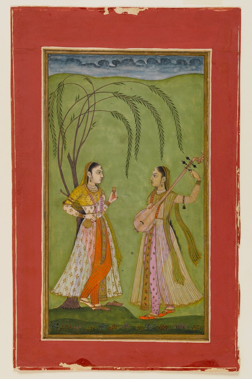 Zwei Damen in einer Landschaft, ca. 1725 von Indian School
