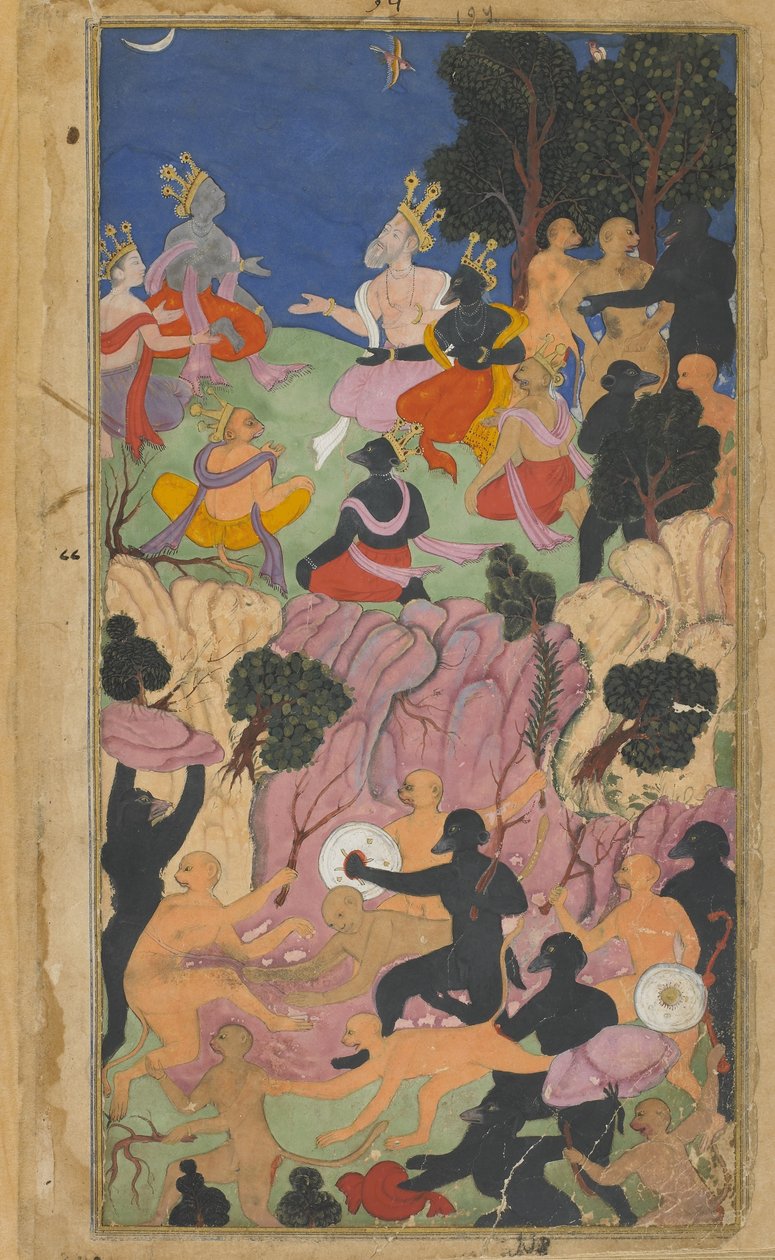 Bd.2 Bl.194 Rama berät sich mit den Vanara-Häuptlingen auf dem Berg Suvela von Indian School