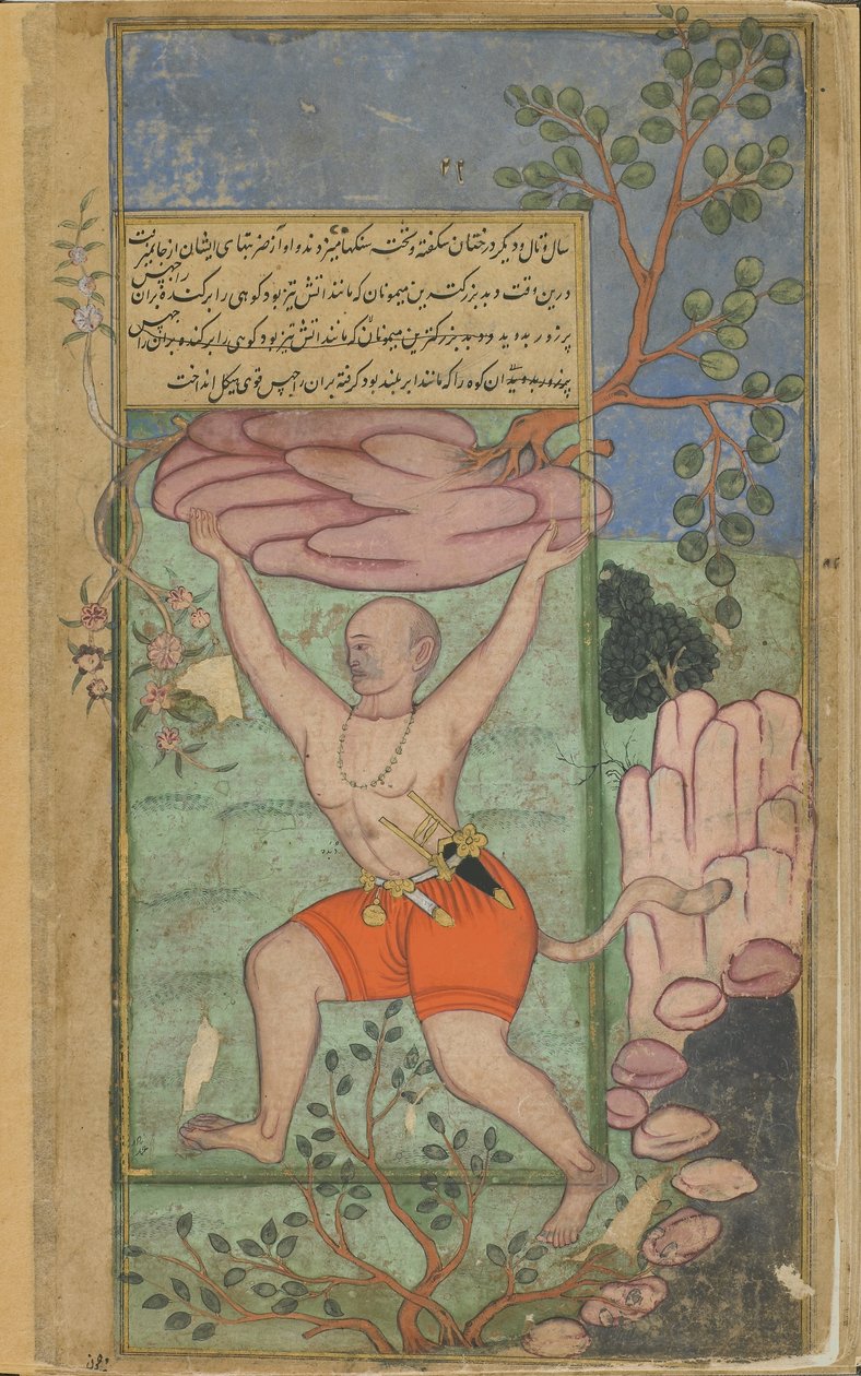 Bd.2 Bl.217 Dvivida schleudert einen entwurzelten Berg auf Kumbhakarna von Indian School