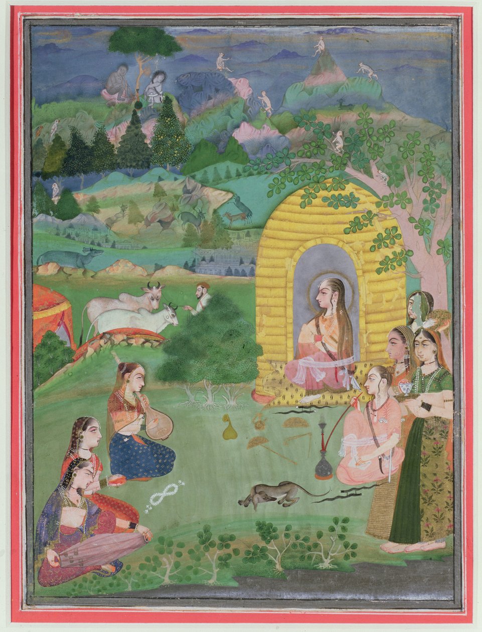Yoginis (weibliche hinduistische Asketen) in einer Landschaft, Bikaner-Schule von Indian School