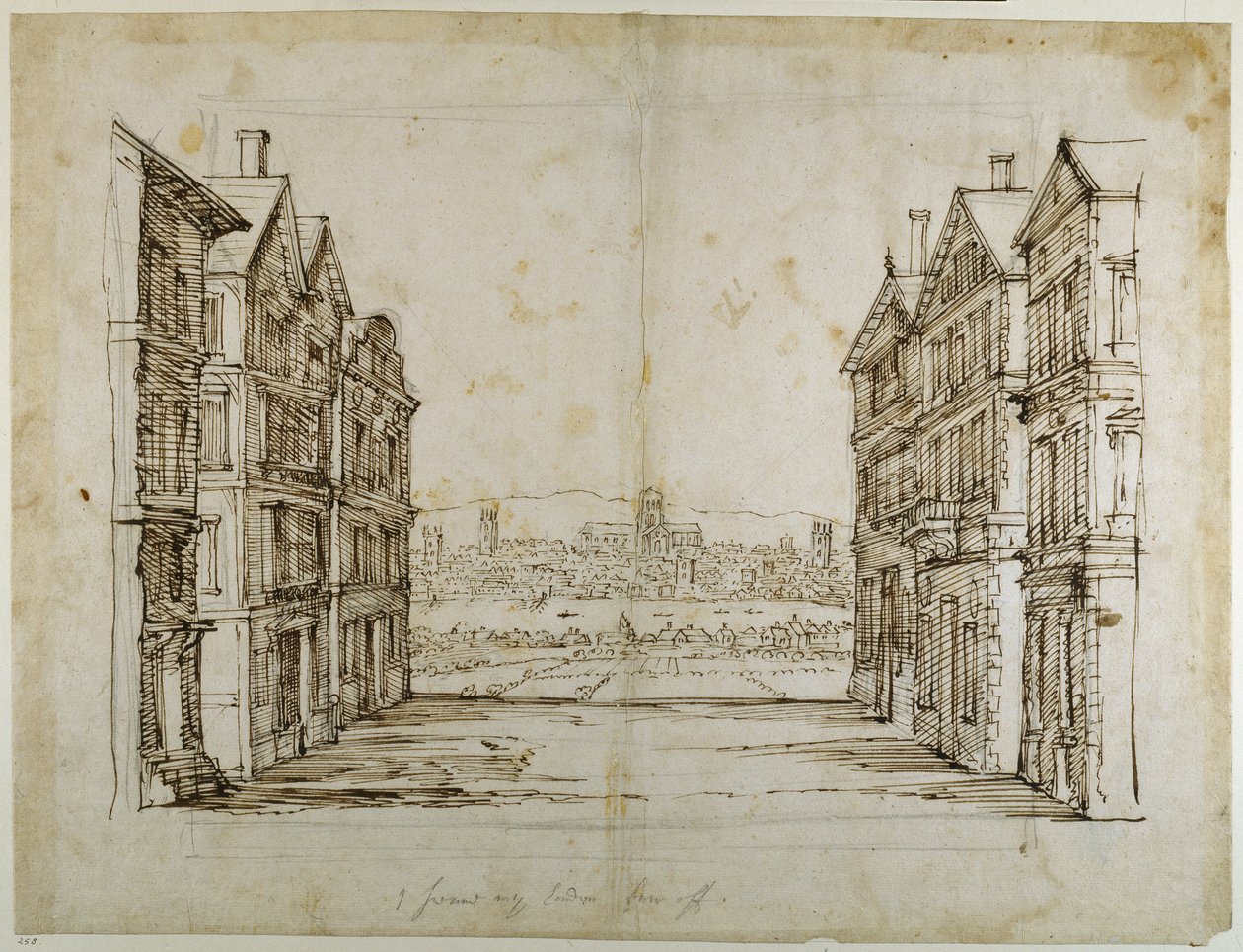 Englische Häuser mit London und der Themse in der Ferne von Inigo Jones