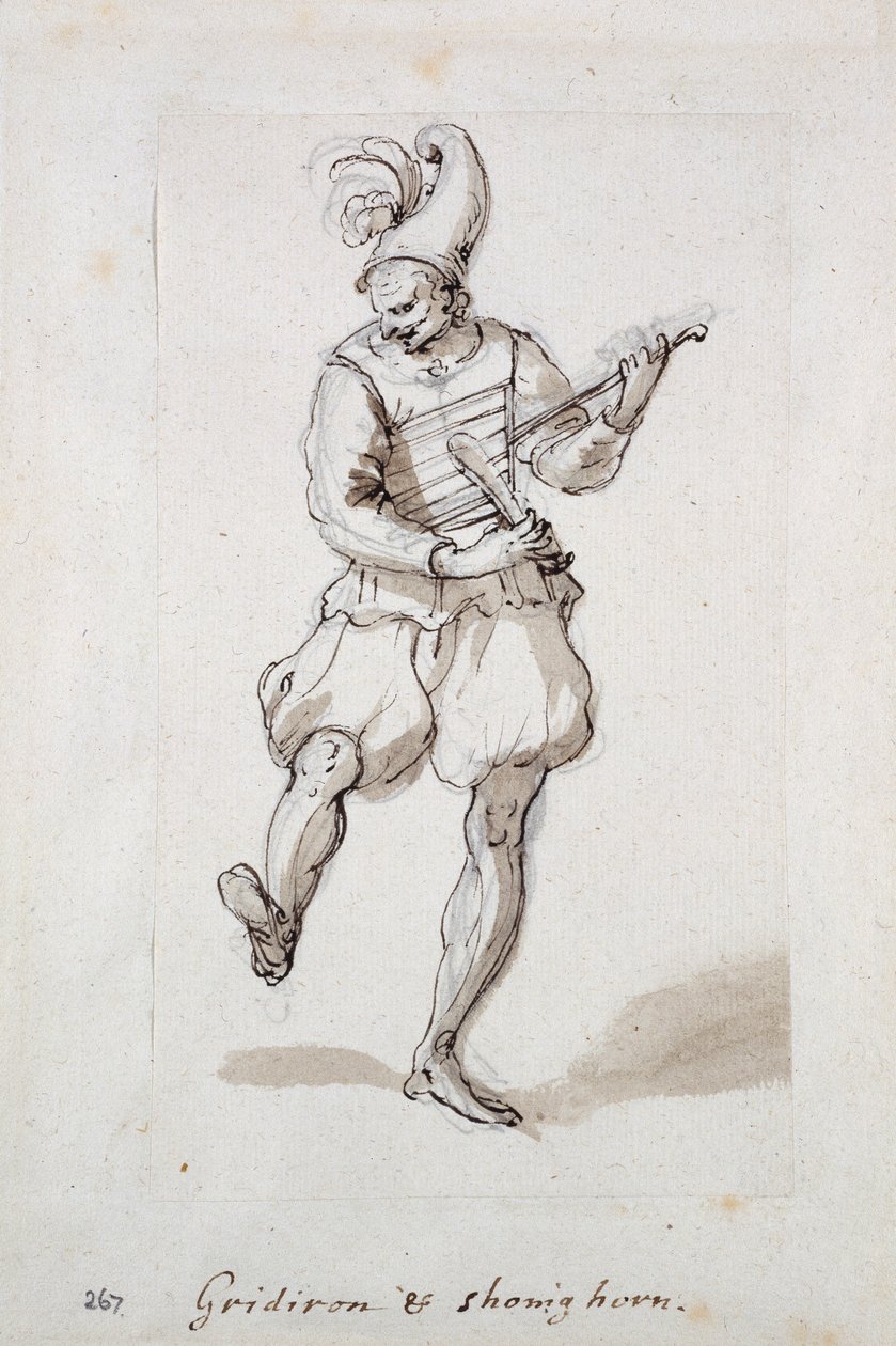 Mann mit Grillrost und Schuhlöffel von Inigo Jones