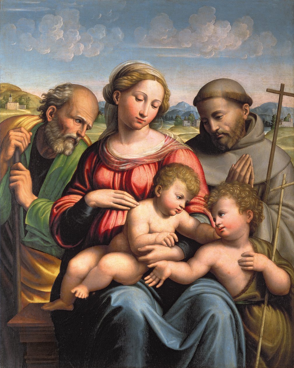 Heilige Familie mit dem kleinen Johannes dem Täufer und St. Franziskus von Innocenzo da Imola