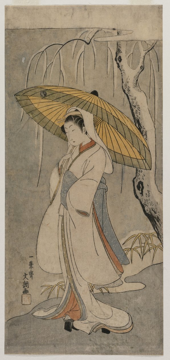 Segawa Kikunojo II als die Reiherjungfrau aus der Serie Ichimura Theater, 1770 von Ippitsusai Bunchō