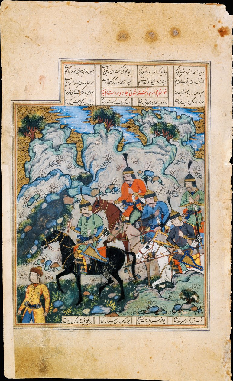Esfandiyar und seine Armee Manuskriptillumination aus dem Epos Shahname von Ferdowsi von Iranian Master