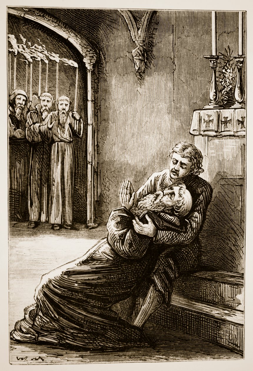 Tod von St. Columba, aus The Trias Thaumaturga, oder Drei Wunder wirkende Heilige von Irland, von Mary Cusack (1829-99) veröffentlicht ca. 1890er Jahre von Irish School