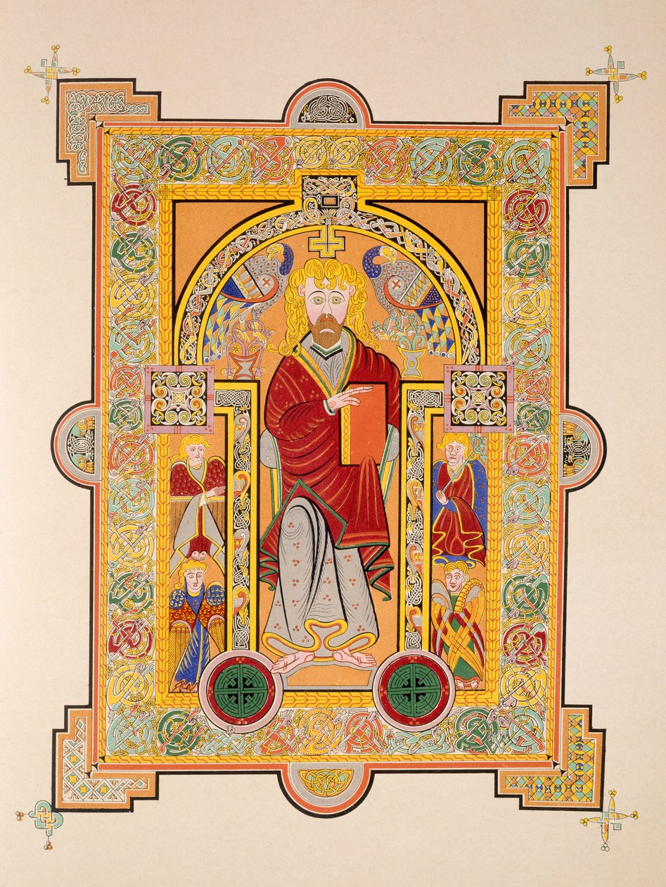 Heiliger Matthäus, aus einer Faksimilekopie des Book of Kells, veröffentlicht von Day & Son von Irish School