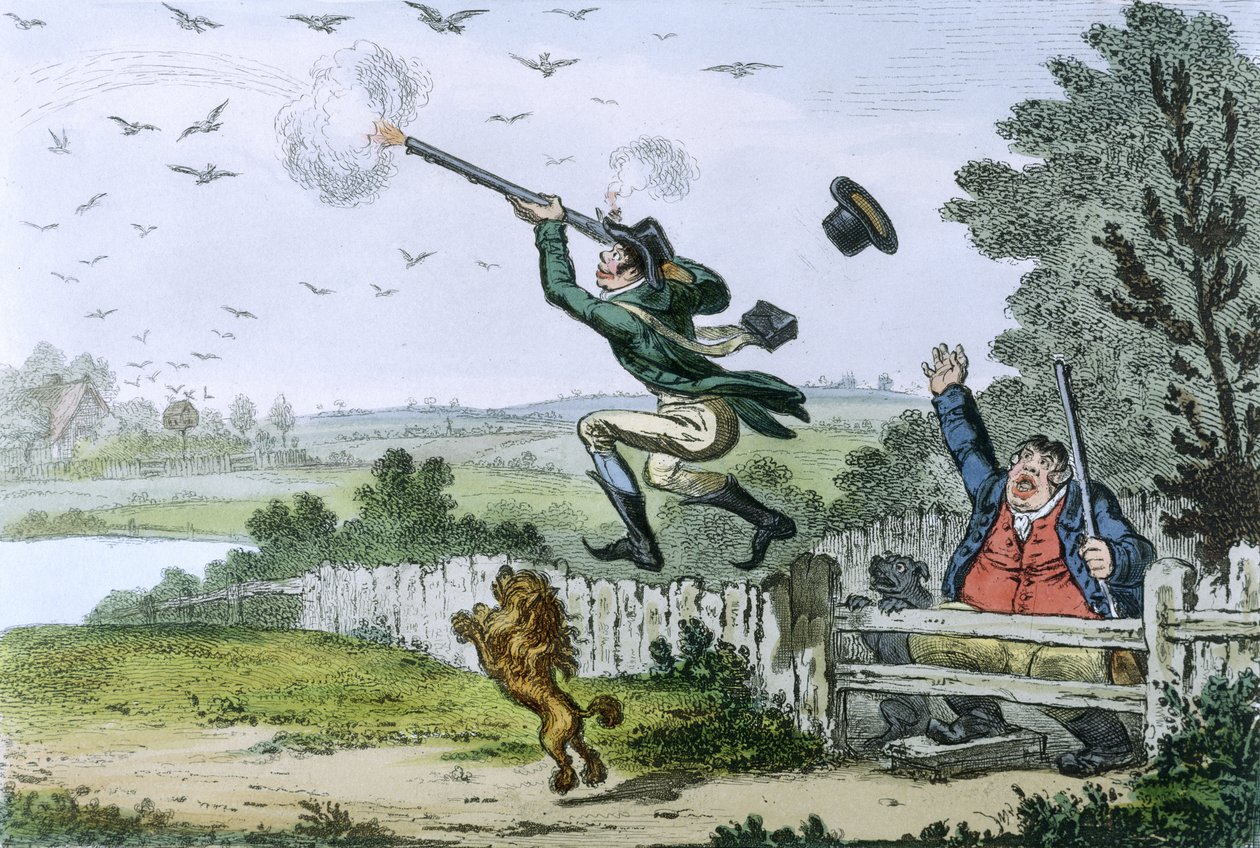Cockney-Sportler: Schießen im Flug, graviert von James Gillray (1757-1815), 1800 von Isaac Robert Cruikshank