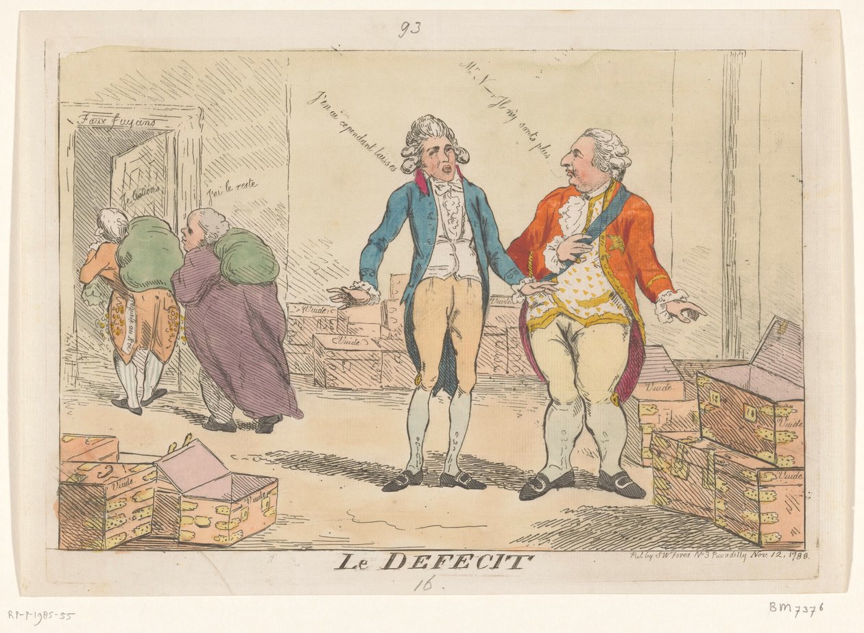 Spottdruck auf die französische Finanzkrise, 1788 von Isaac Cruikshank