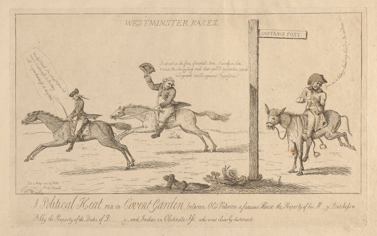 Westminster-Rennen, ein politisches Rennen im Convent Garden von Isaac Cruikshank