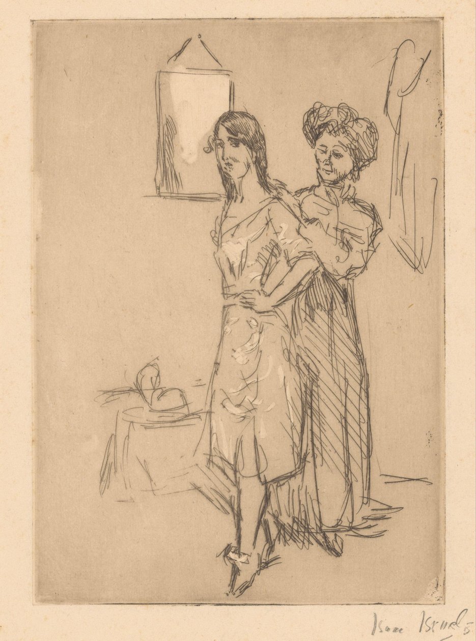 Junge Frau bei der Hutmacherin (Bij de modiste) von Isaac Israels (signed by artist)