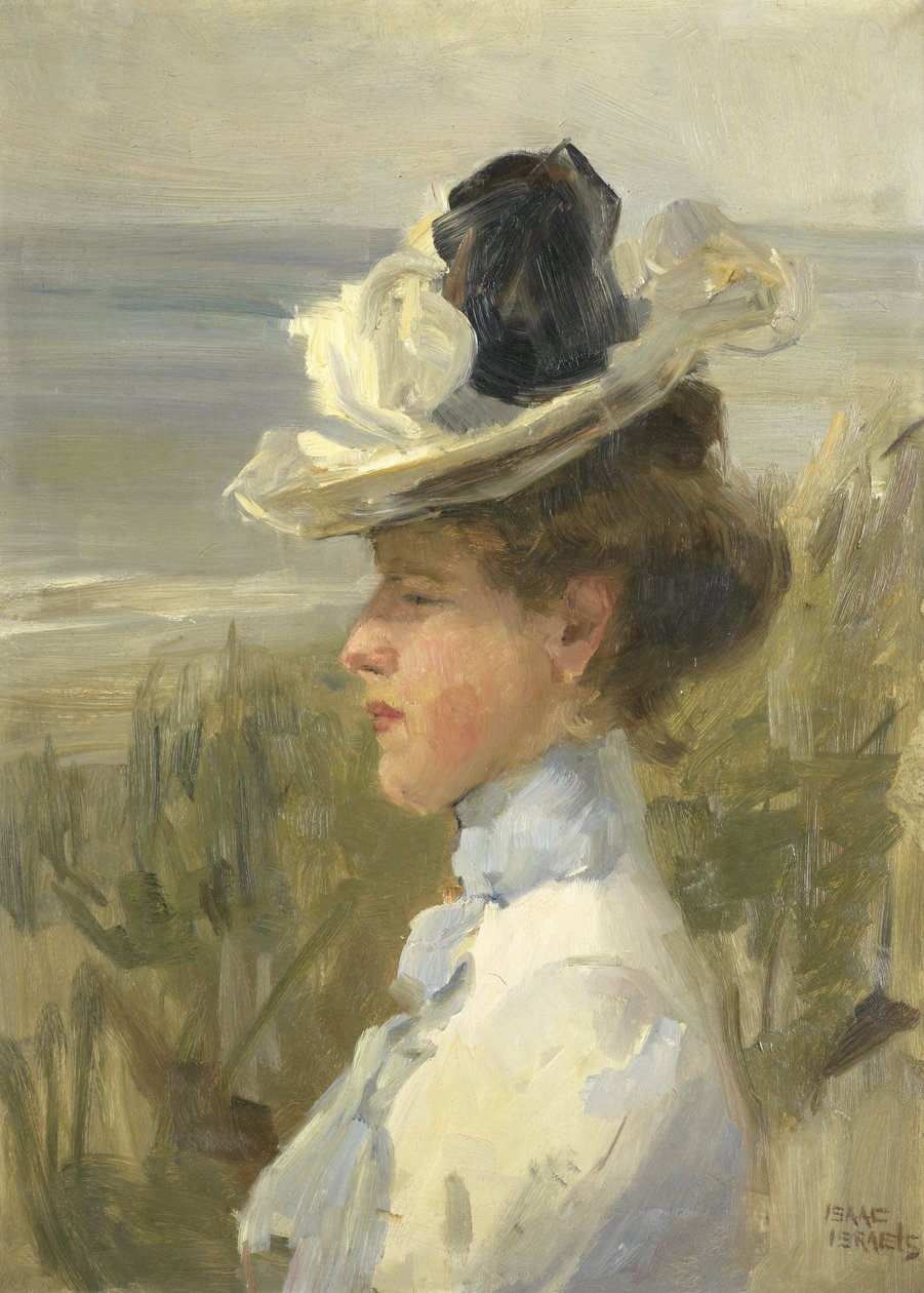 Junge Frau, die auf das Meer blickt von Isaac Israels
