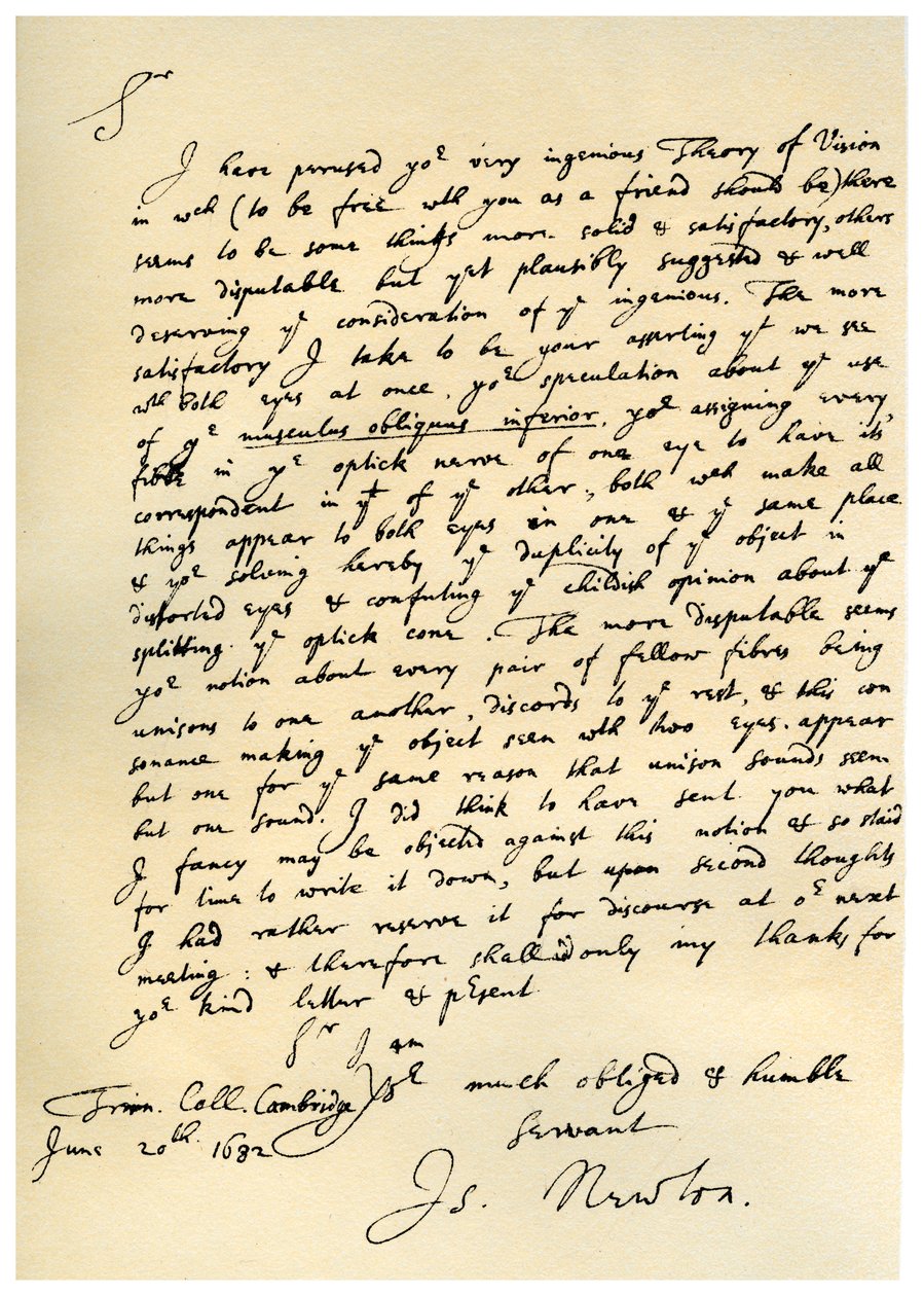 Brief von Sir Isaac Newton an William Briggs, 20. Juni 1682 von Isaac Newton