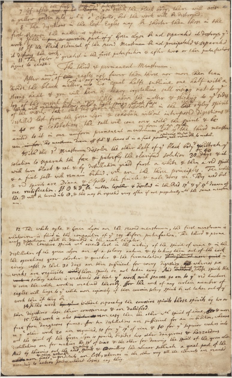 Die Jagd des Grünen Löwen, verso, ca. 1700 von Isaac Newton