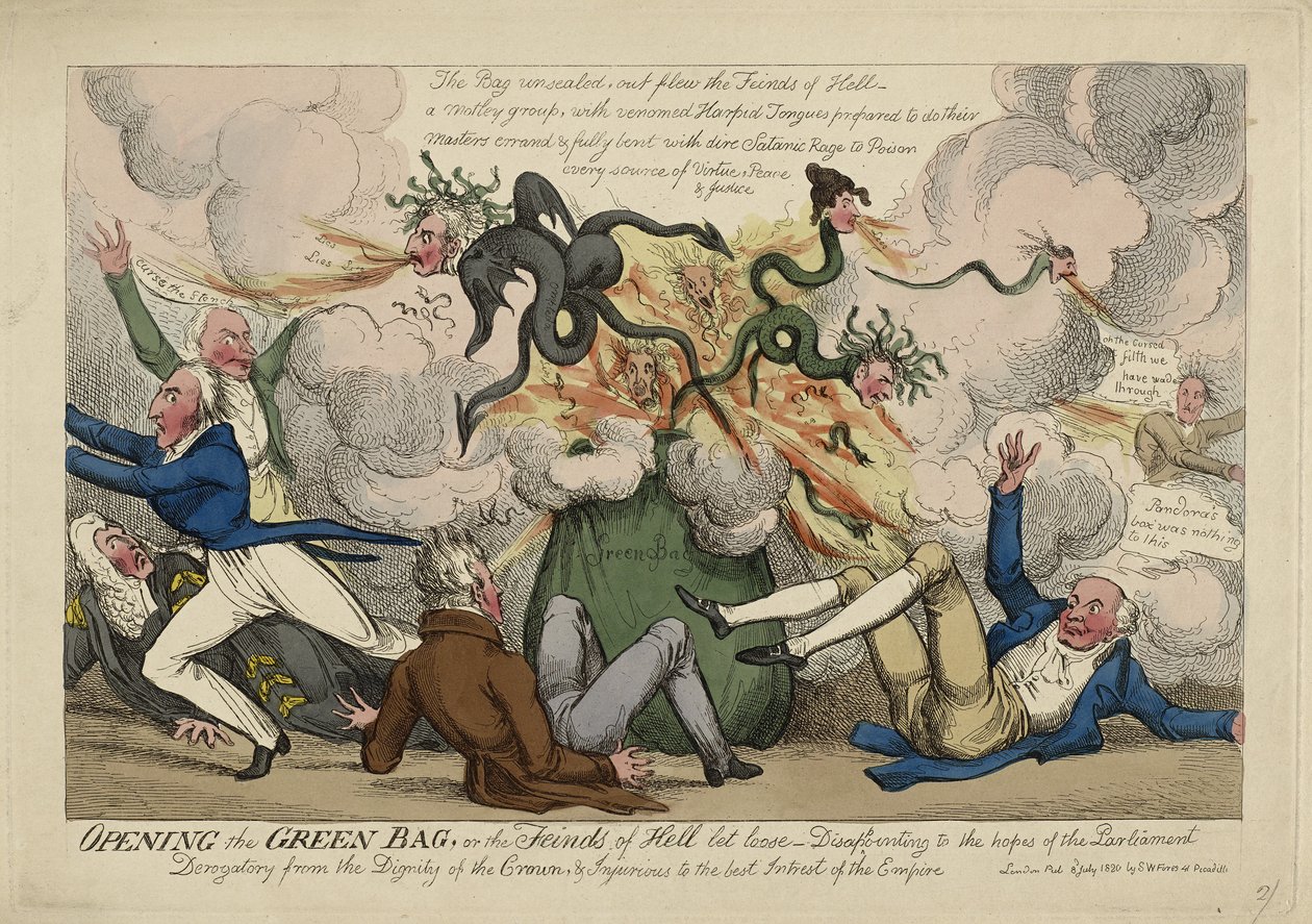 Öffnen der grünen Tasche von Isaac Robert (attr. to) Cruikshank