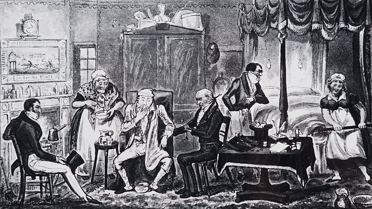 Ein Mann, der unter den Folgen von Übermaß leidet von Isaac Robert Cruikshank