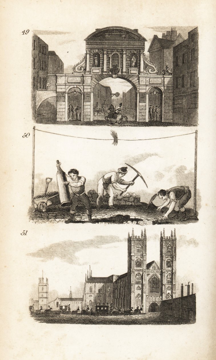 Temple Bar, Pflasterer und Westminster Abbey von Isaac Taylor