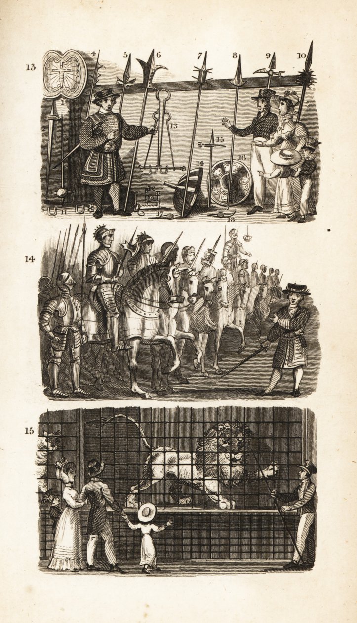 Der Tower von London: die Rüstkammer, die Pferderüstkammer und wilde Tiere im Tower von Isaac Taylor