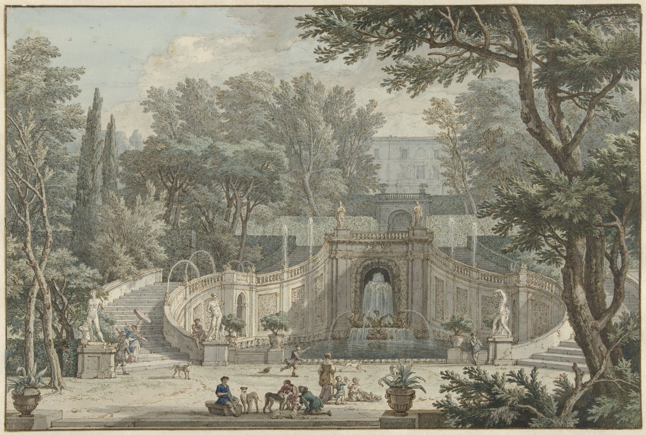 Blick auf den Garten der Villa d’Este in Tivoli, ca. 1725 von Isaac de Moucheron
