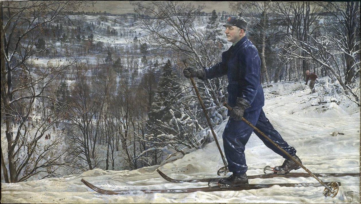 Kliment Woroschilow auf einer Skitour von Isaak Israilevich Brodsky