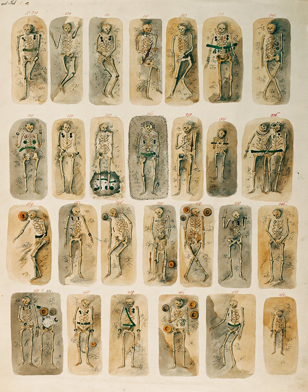 Gräber, die an der Grabstätte von Hallstatt gefunden wurden, aus einer Sammlung von... von Isidor Engel