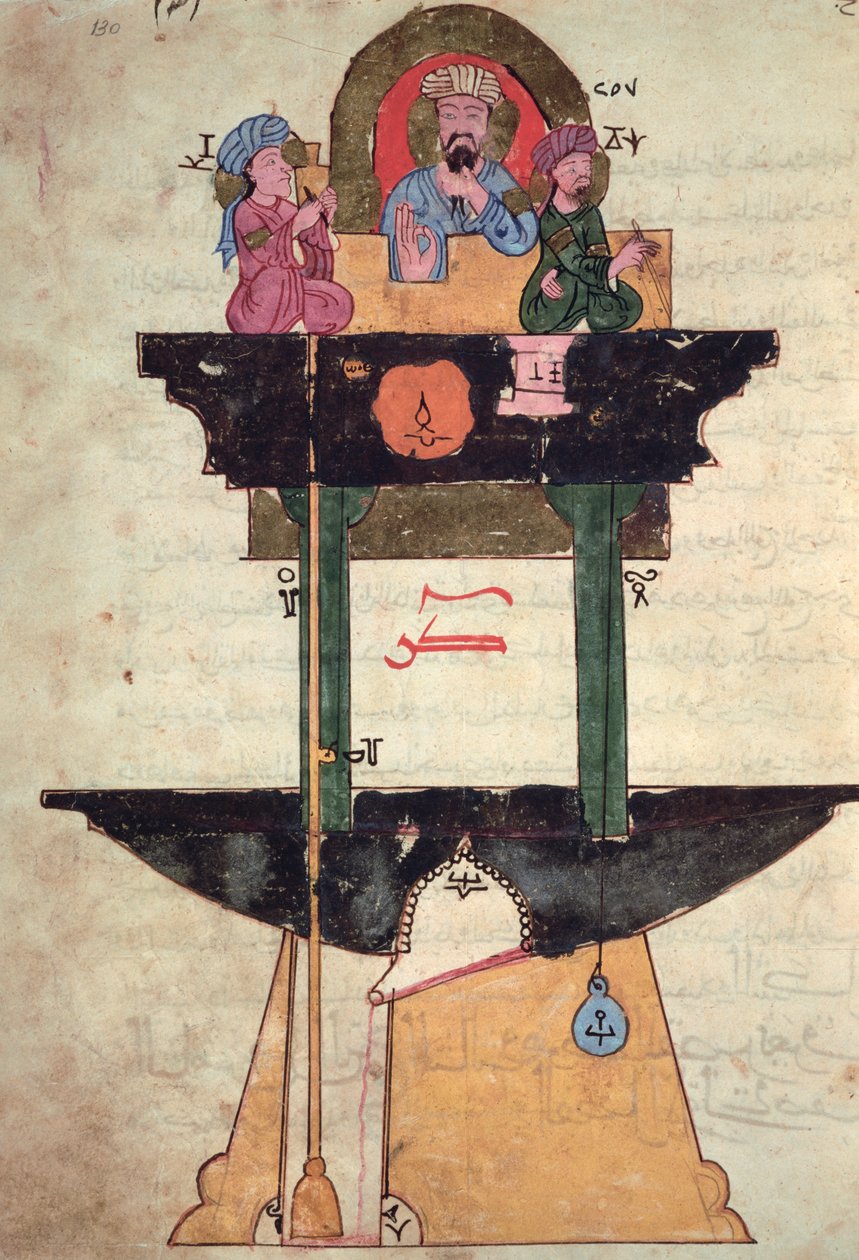 Wasseruhr mit automatisierten Figuren, aus 