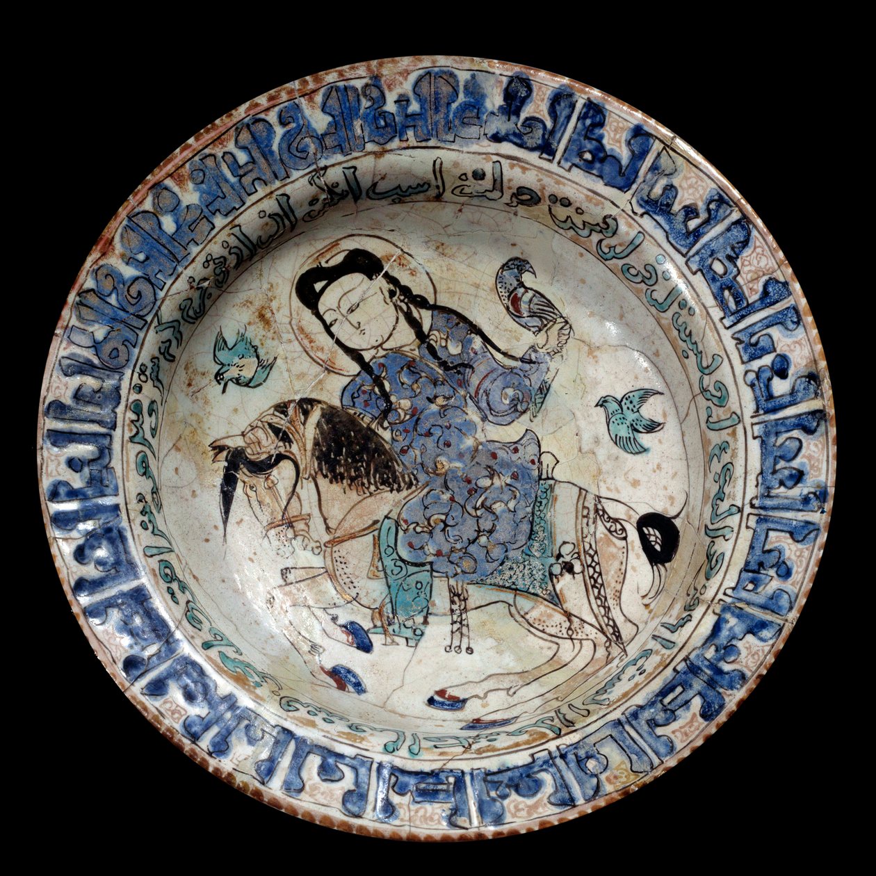 Islamische Kunst: Falknerreiter auf einer Keramikschale. Anfang des 13. Jahrhunderts. Aus Iran. Paris, Louvre Museum von Islamic School