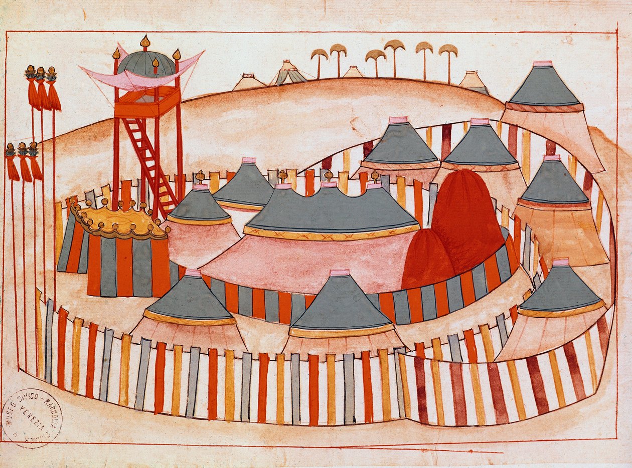 Militärlager der Türken. Gouache auf Papier der islamischen Schule (Ms 1671) 16. Jahrhundert Venedig, Museum Correr von Islamic School