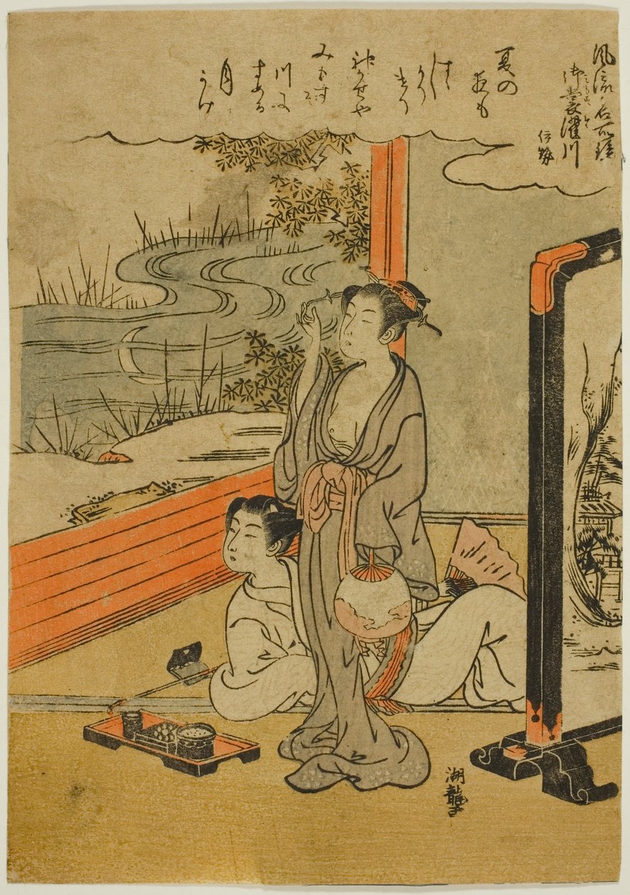 Mimosuso-Fluss in der Provinz Ise, aus der Serie "Modische Spiegel berühmter Orte" von Isoda Koryusai