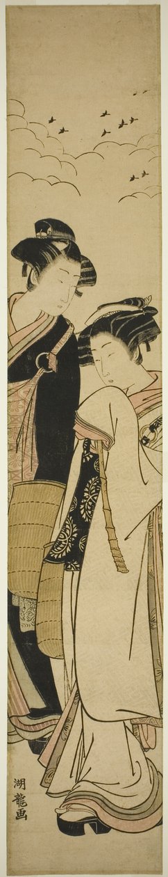 Junges Paar verkleidet als Bettelmönche (Genpachi und Komurasaki?) von Isoda Koryusai