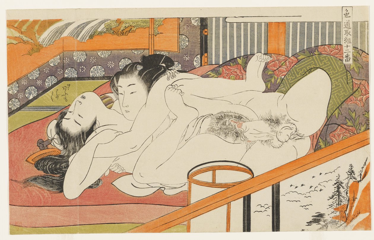 Junge Liebende, Nr. 10 aus Zwölf Kämpfen im Weg der Liebe (Shikidō torikumi jūniban) von Isoda Koryusai