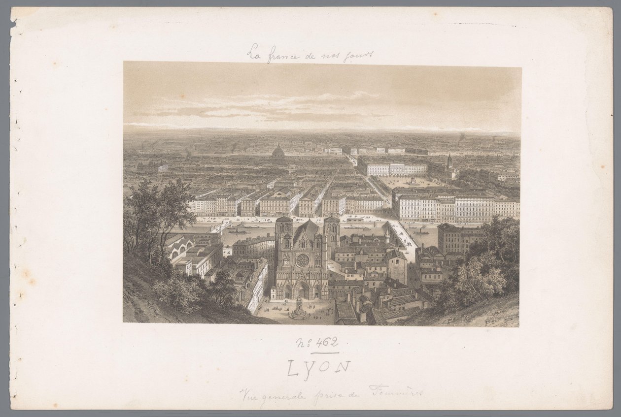 Blick auf Lyon und die Kathedrale von Fourvière von Isodore Laurent Deroy
