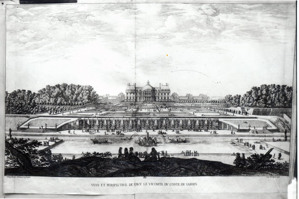 Perspektivische Ansicht der Gartenfassade des Schlosses von Vaux-le-Vicomte von Israël Silvestre the Younger