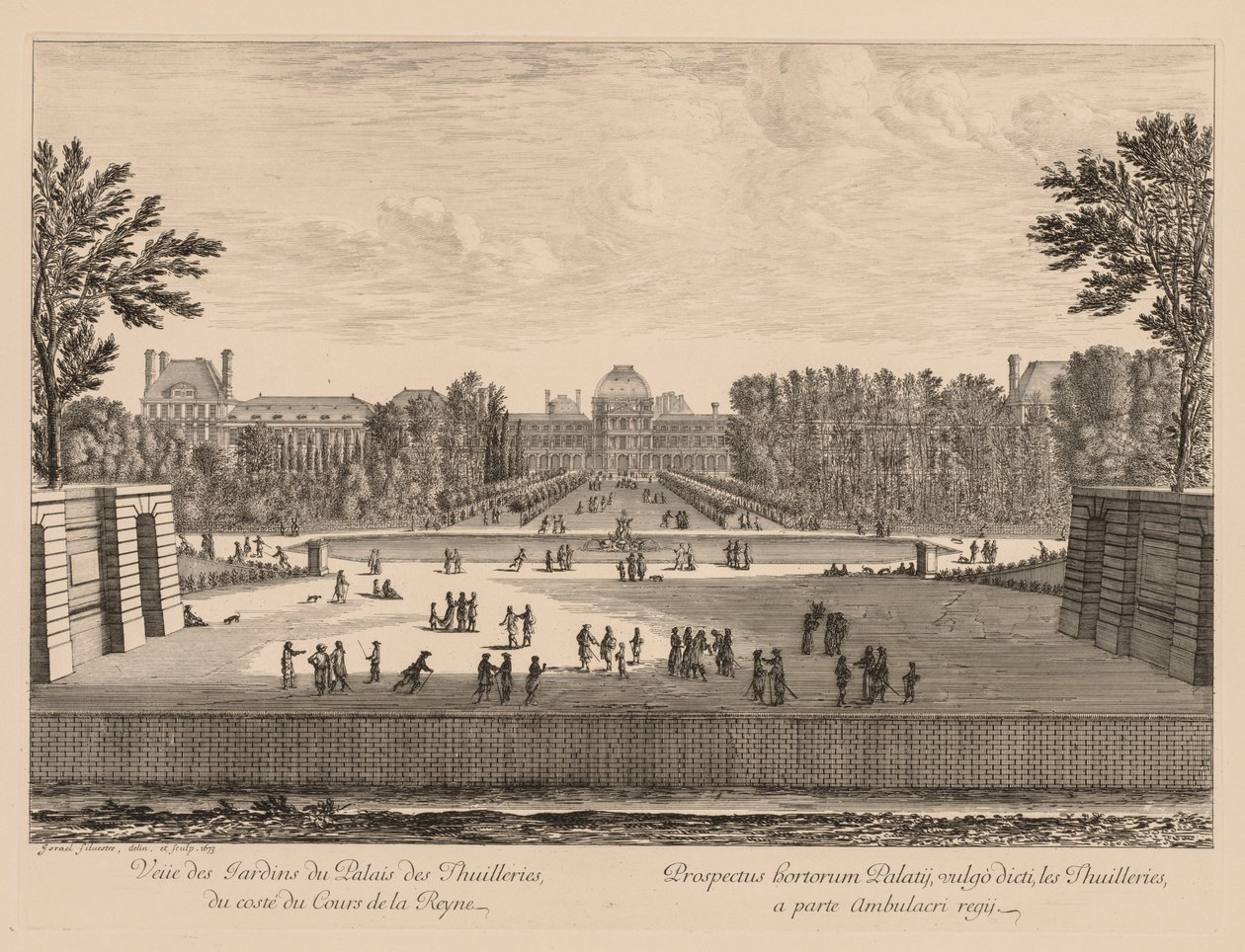 Ansicht des Palastes und der Tuileriengärten vom Hof der Königin von Israël Silvestre