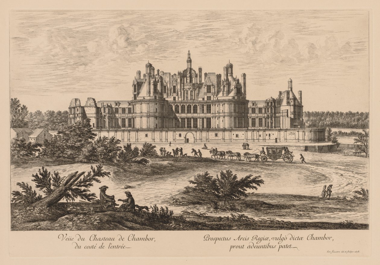 Blick auf das Schloss Chambord vom Eingang von Israël Silvestre