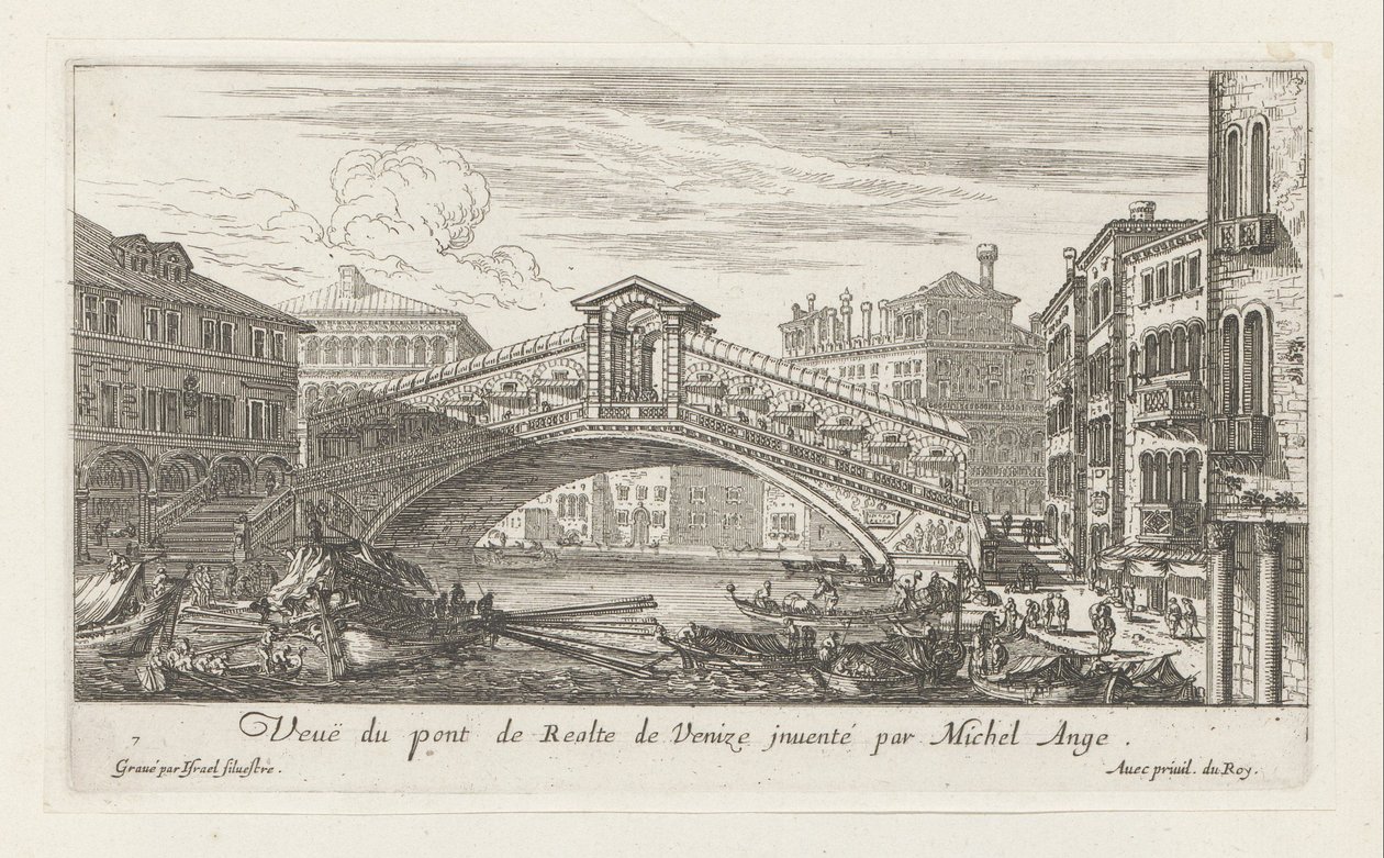 Blick auf die Rialtobrücke und den Canal Grande, Venedig von Israël Silvestre