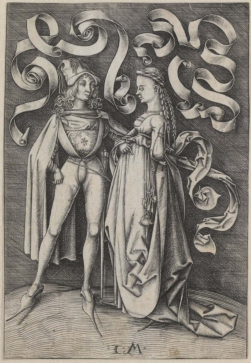 Ritter und eine Dame (Szenen aus dem täglichen Leben) von Israhel van Meckenem