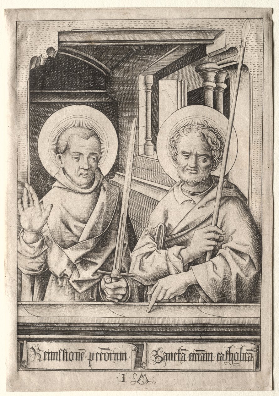 Die zwölf Apostel: Heiliger Simon (?) und Heiliger Matthäus von Israhel van Meckenem